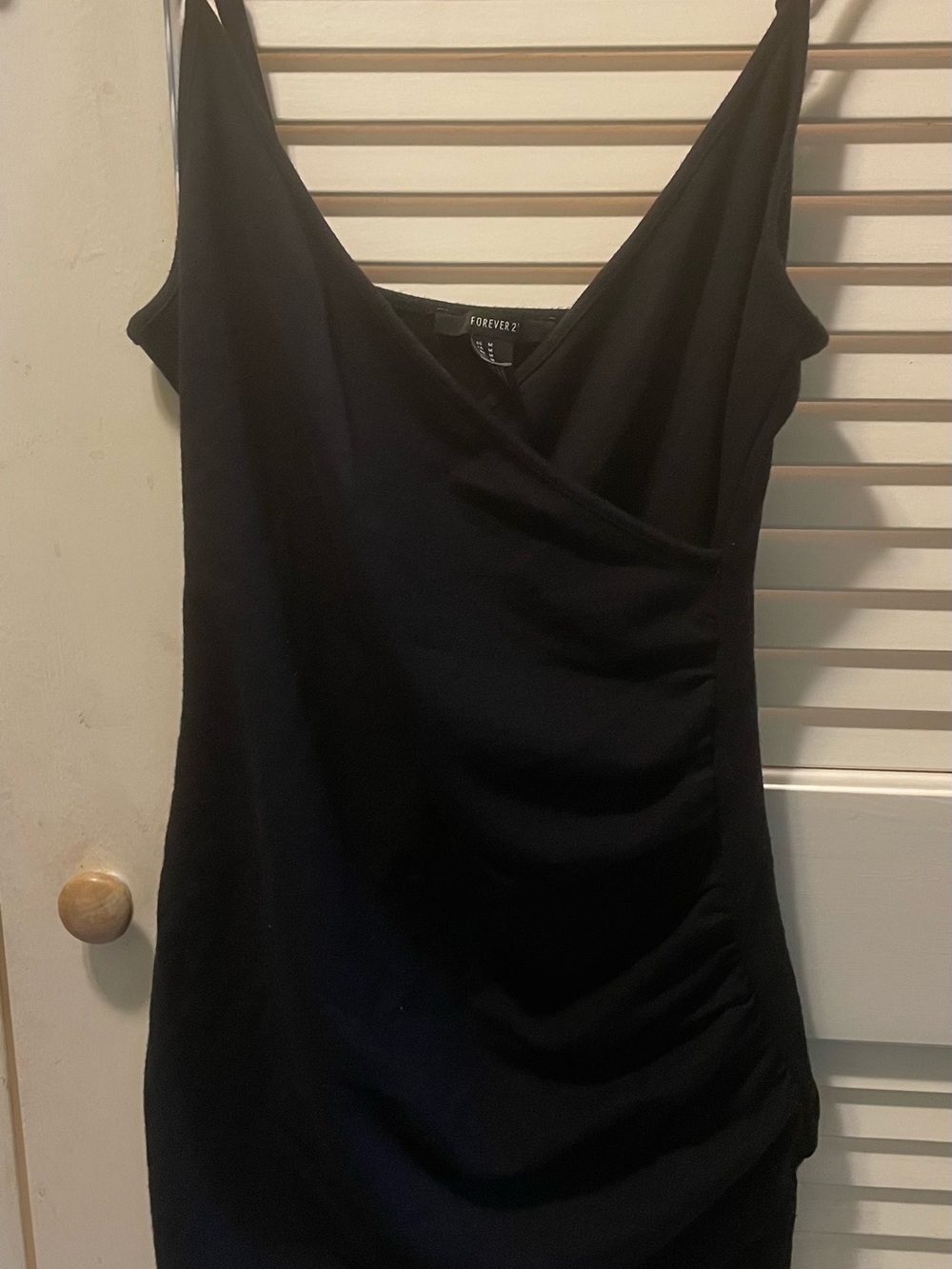 Forever 21 Black V-Neck Ruched Bodycon Mini Dress